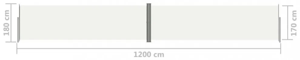 krémszínű behúzható oldalsó napellenző 180 x 1200 cm