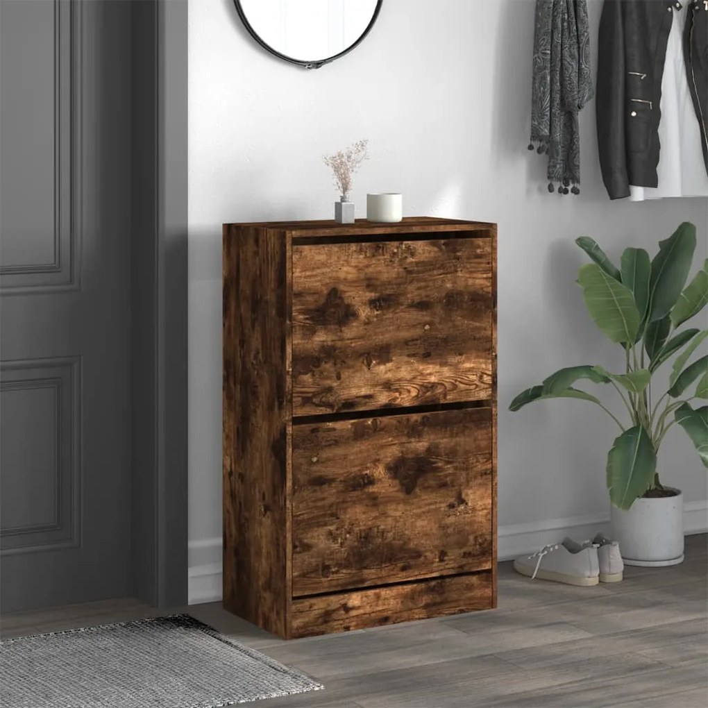 füstös tölgy színű szerelt fa cipőszekrény 60 x 34 x 96,5 cm