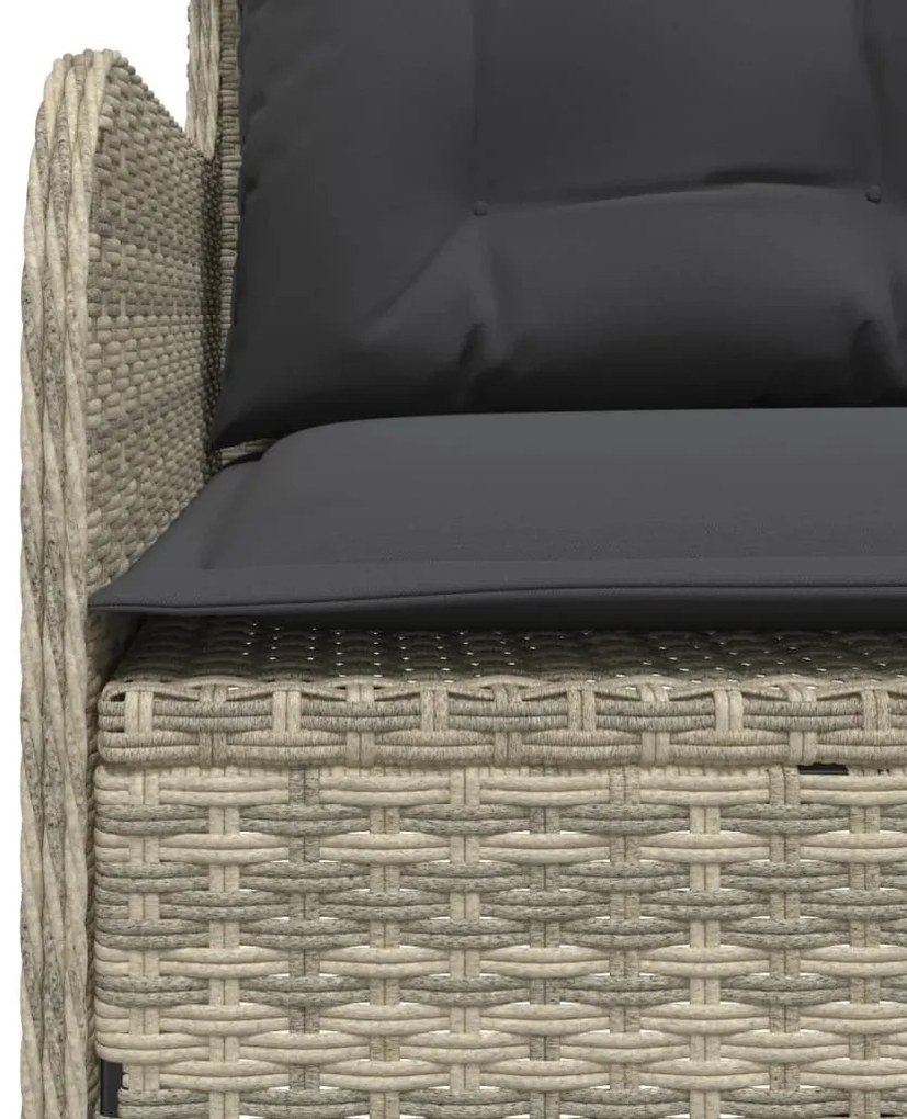 világosszürke polyrattan L-alakú kerti kanapé párnákkal