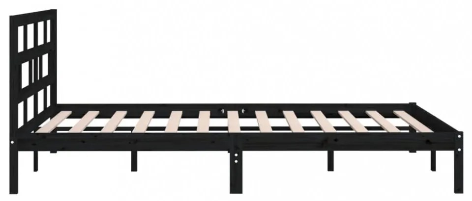 fekete tömör fa ágykeret 150 x 200 cm (King Size)