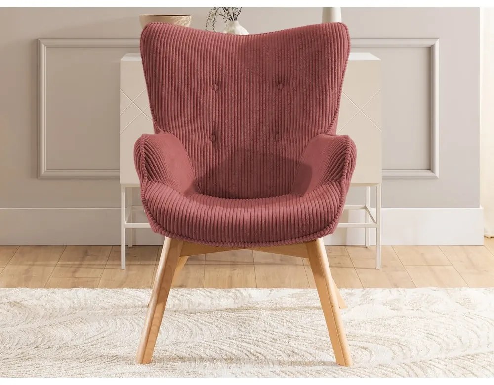 Piros kordbársony fotel Niko – Ropez