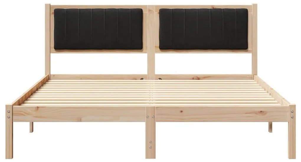 Ágykeret Kárpitozott Fejtámlával Fekete 150 x 200 cm