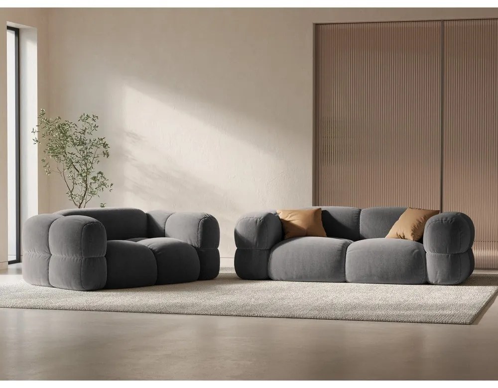 Szürke bársony kanapé 180 cm Loretto – Cosmopolitan Design