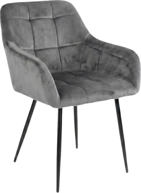 Szürke LOREN VELVET étkezőfotel fekete lábakkal