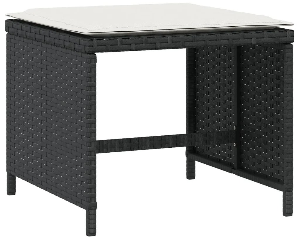 4 db fekete polyrattan kerti szék párnával 41 x 41 x 36 cm