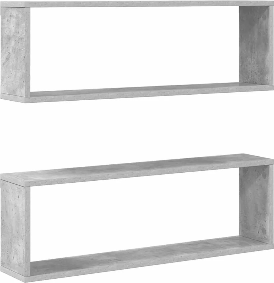 vidaXL 2 db betonszürke szerelt fa fali kockapolc 80 x 15 x 26,5 cm