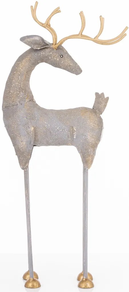 Szarvas figura 45514 ezüst, arany fém 45x20x7cm