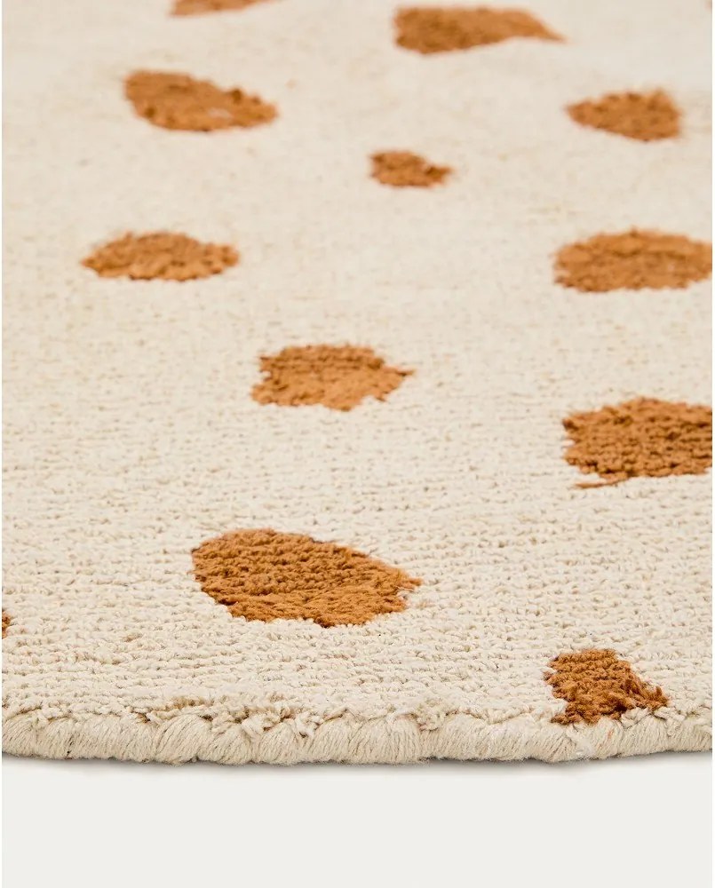 Krémszínű mosható-kézi szövésű pamut gyerek szőnyeg ø100 cm Tandani – Kave Home