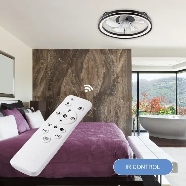 LED Mennyezeti lámpa ventilátorral FARGO LED/37W/230V fekete + távirányító