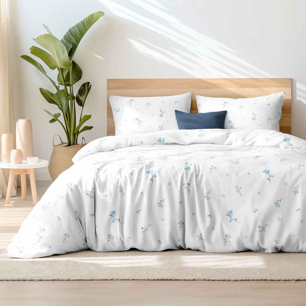 Goldea pamut ágyneműhuzat - nefelejcsek 150 x 200 és 50 x 60 cm