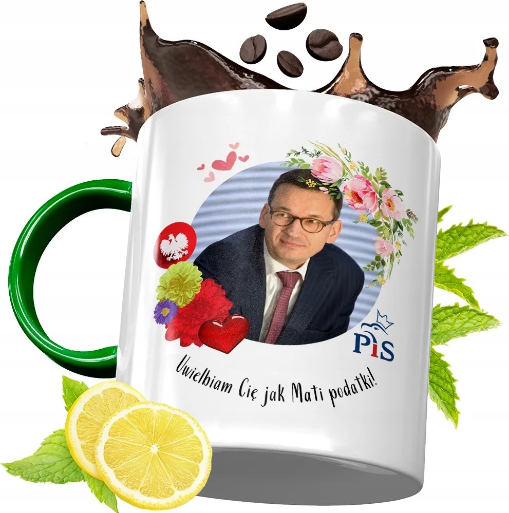 Máté Morawiecki Zöld Bögre Ajándék, fényképes nyomattal