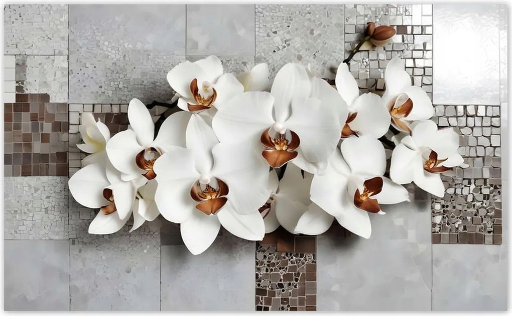 Fotótapéták 520x318 Fehér orchideák és mozaik