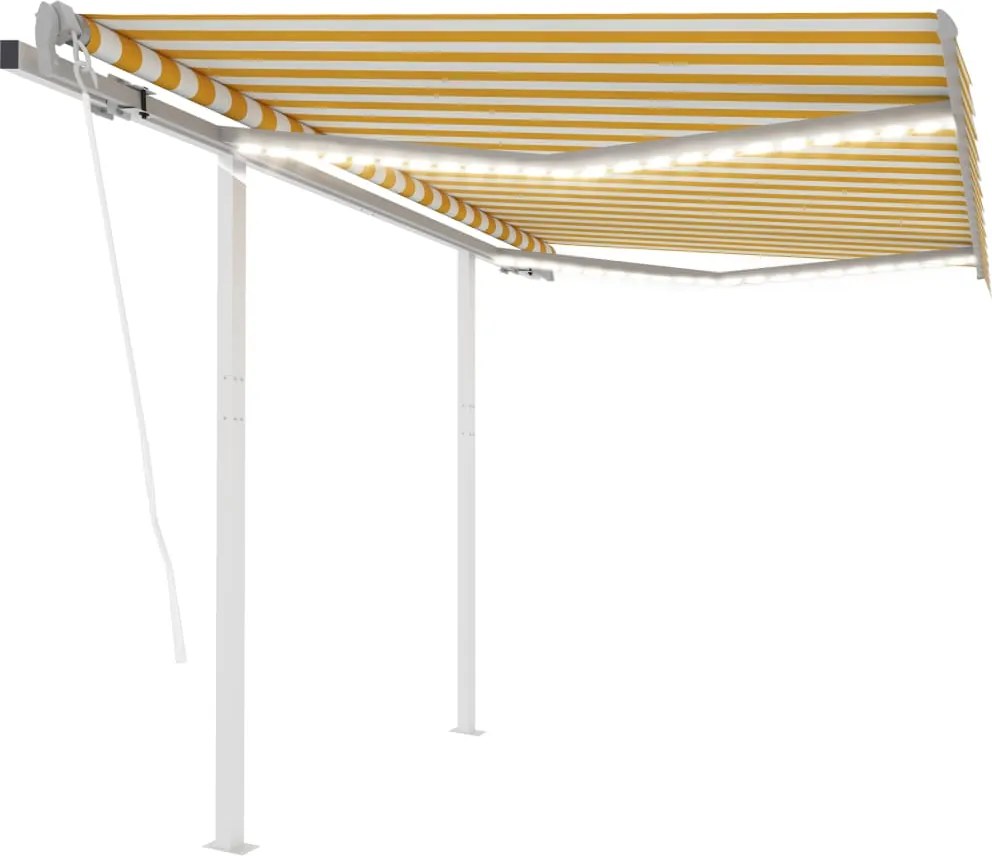 vidaXL sárga-fehér automata szélérzékelős és LED-es napellenző 3x2,5 m