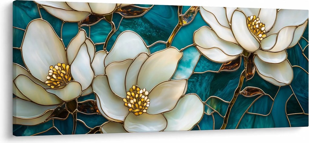 Kép - Ólomüveg magnóliával (120x50 cm)