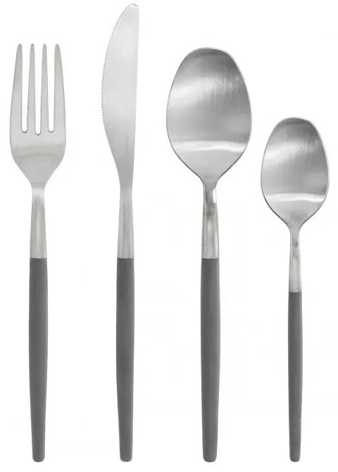 Sötétszürke-ezüstszínű rozsdamentes acél evőeszköz készlet 16 db-os Maxime – Blomus