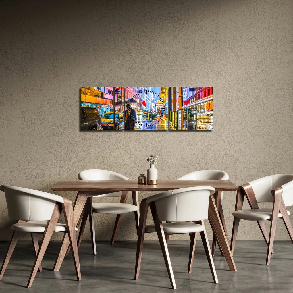 Kép - Város neonfényben (órával) (90x30 cm)