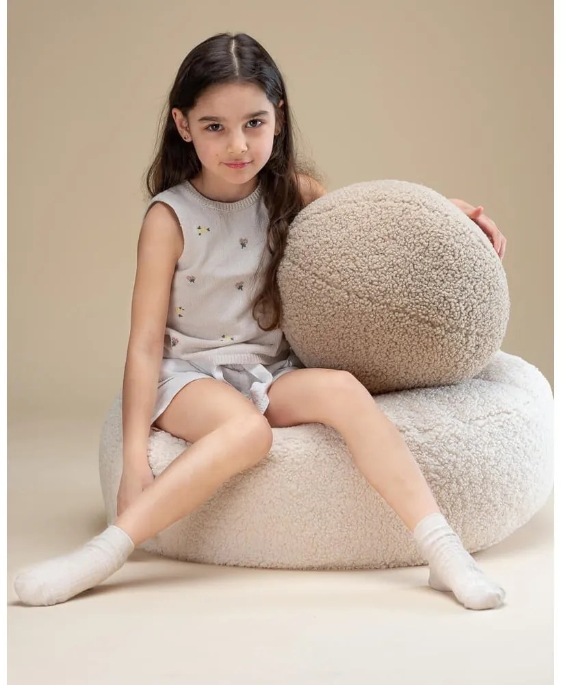 Krémszínű buklé gyerek babzsákfotel Round – Wigiwama