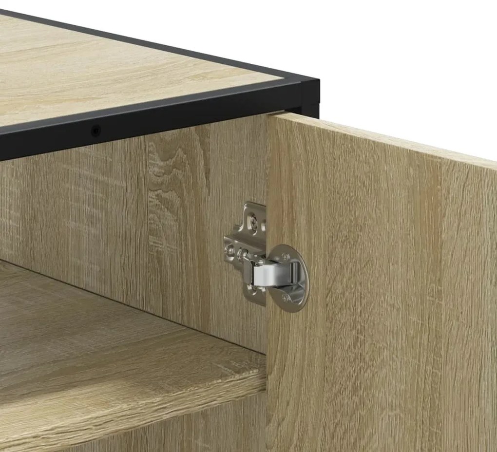 sonoma tölgy színű szerelt fa és fém cipőszekrény 75x38x97,5 cm