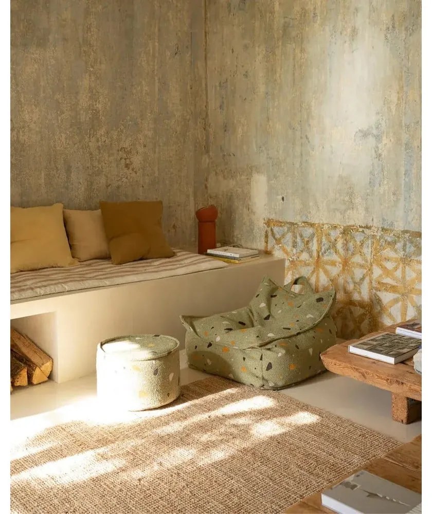 Zöld buklé-zsenília gyerek babzsákfotel Terrazzo Chair – Wigiwama