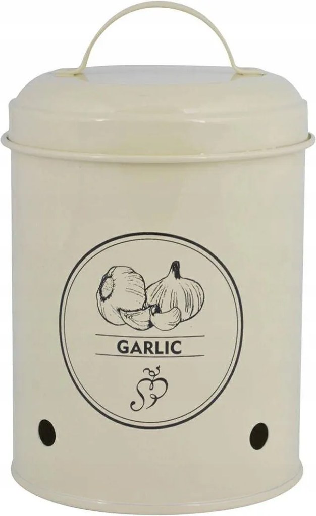 Fokhagyma tartály Fém Szellőztetett 1L Retro Ételtároló doboz