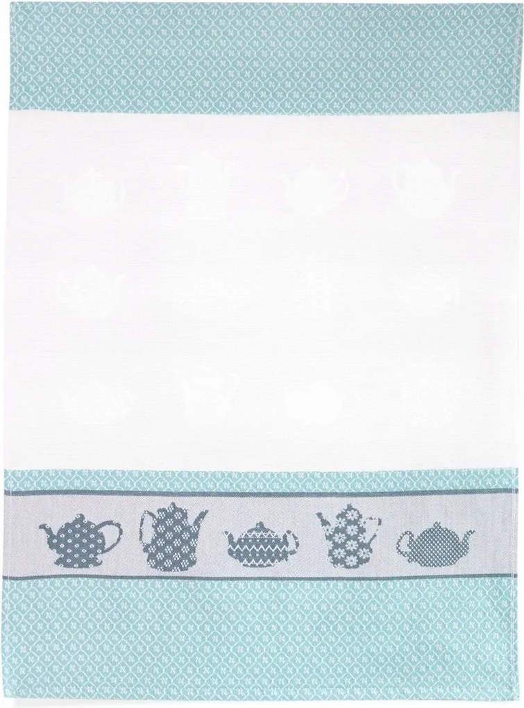 Konyhai törlőkendő egyiptomi pamut 50x70 Barista mintás türkizkék