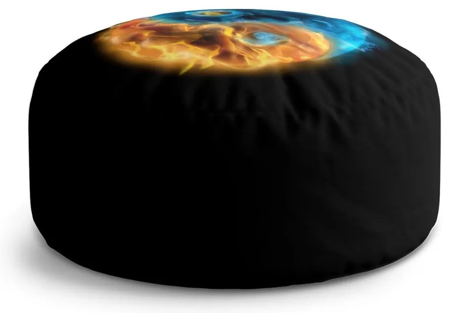 Circle zsámoly lángoló jin és jang, fekete