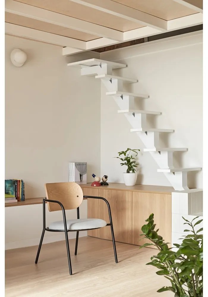 Szürke fotel tölgyfa dekorral Eclipse - Teulat