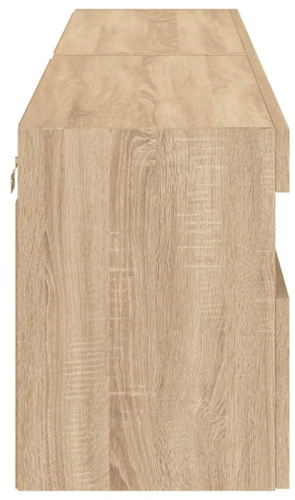 2 db sonoma tölgy színű fali TV-szekrény LED-del 80x30x40 cm