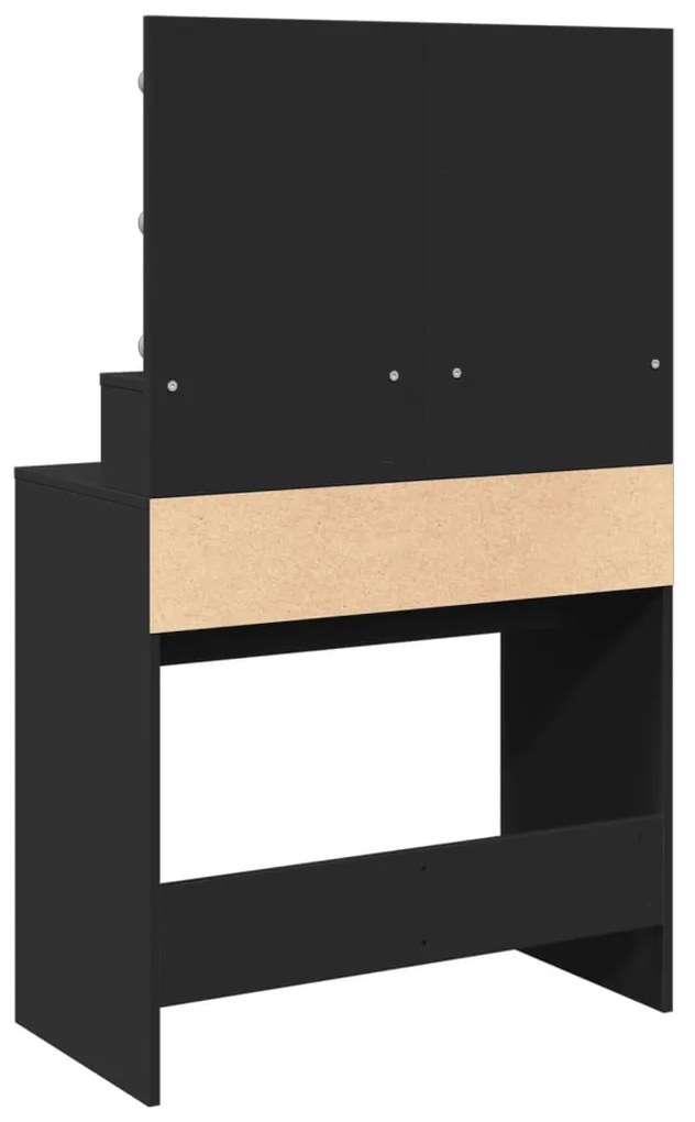 fekete fésülködőasztal LED-del 80 x 41 x 134,5 cm