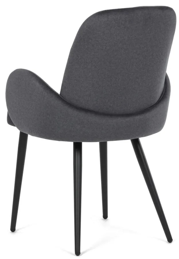Scaun de sufragerie in stil industrial, tapiterie din stofă gri, picioare din metal, negru