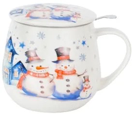 Karácsonyi hóemberes porcelán szűrős bögre díszdobozban Snowman