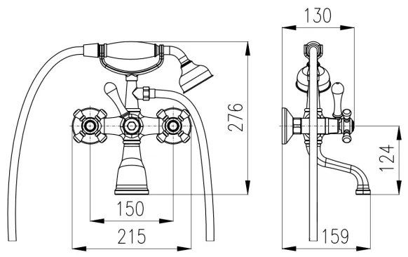RAV Slezák MK559.5/2SM - MORAVA RETRO kádgarnitúra csapteleppel, antik sárgaréz