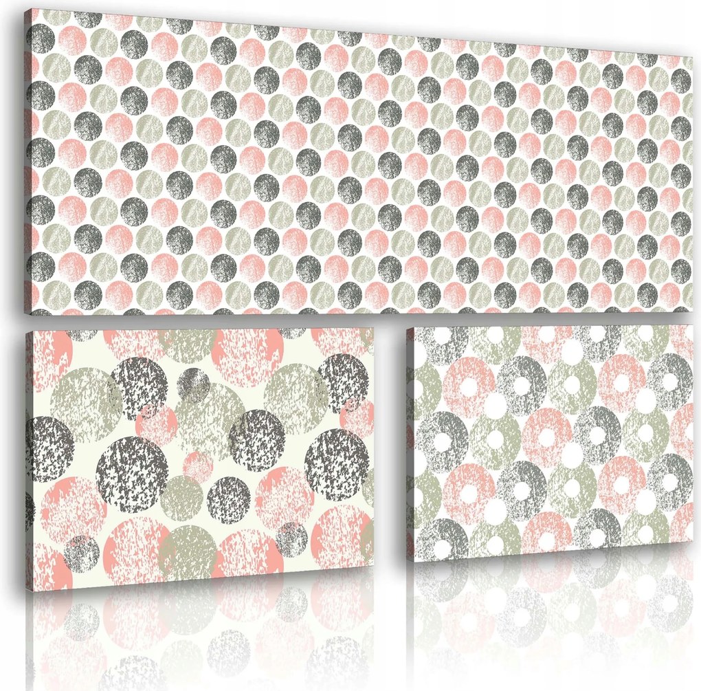 Vászonkép 80x55 Absztrakt kör minta pöttyök modern pasztell szürke rózsaszín