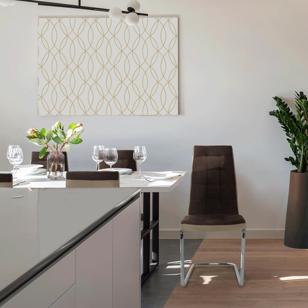 Étkezőszék, barna szövet/textilbőr bézs/króm, SALOMA NEW