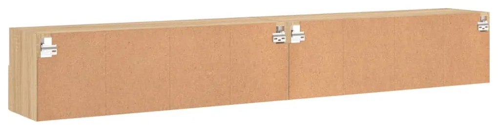 2 db sonoma tölgyszín szerelt fa fali TV-szekrény 100x30x30 cm
