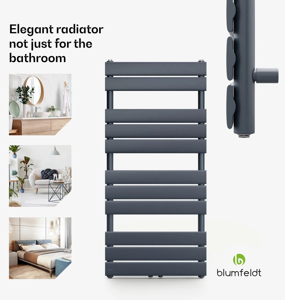 Blumfeldt Fairmont, 50 x 107, radiátor, 509 W, meleg víz, 4 törölközőtartó, 1/2"