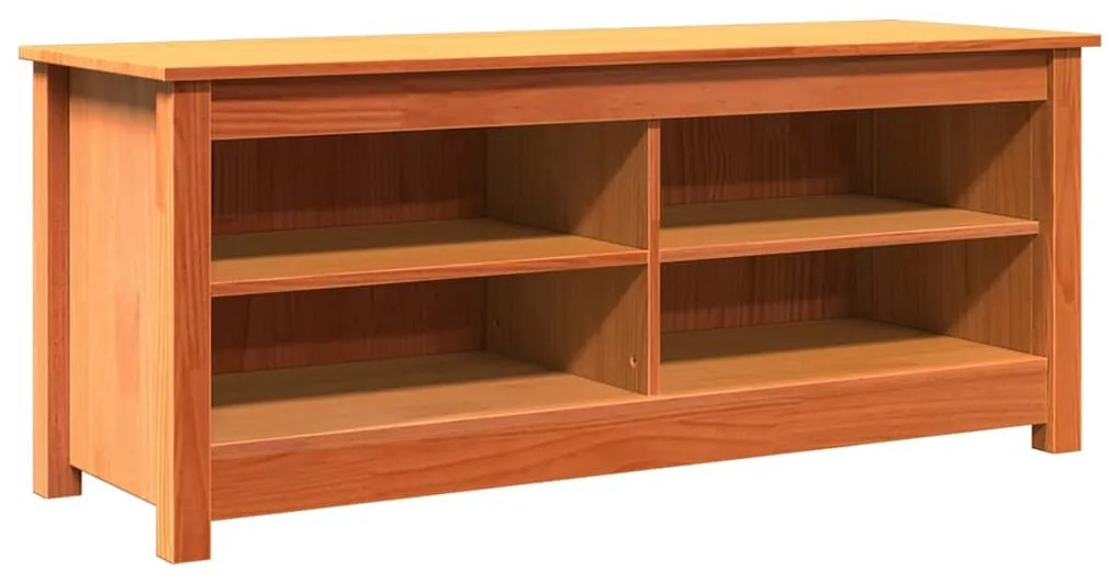 Cipőpad polcokkal Viaszbarna 110 x 38 x 45.5 cm Tömör fenyőfa