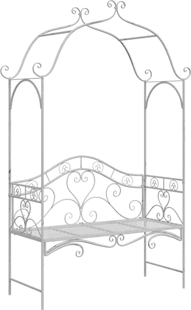 vidaXL Kerti pad Antik fehér 121 x 48 x 200 cm Acél