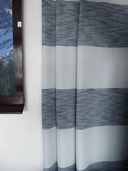 Mg Szövet függöny Len Csíkos Szürke Sötétkék 0,5MB