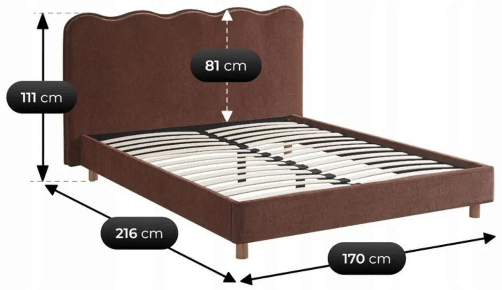 Kárpitozott Franciaágy Rozsdabarna Színben. 160x200 IZMIR