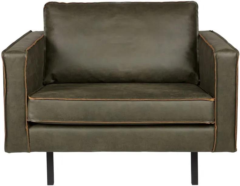Rodeo sötétzöld fotel újrahasznosított bőrből - BePureHome