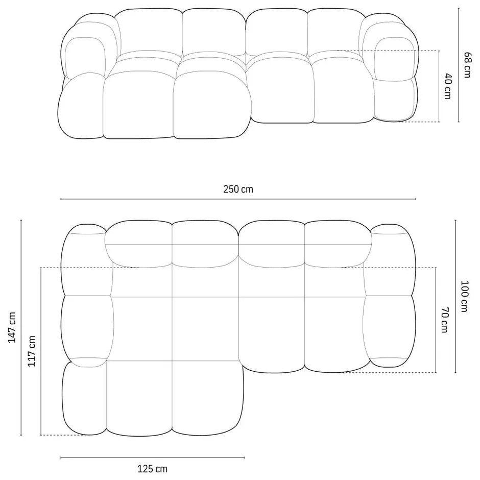 Sötétkék sarokkanapé (bal oldali-heverő résszel) Loretto – Cosmopolitan Design