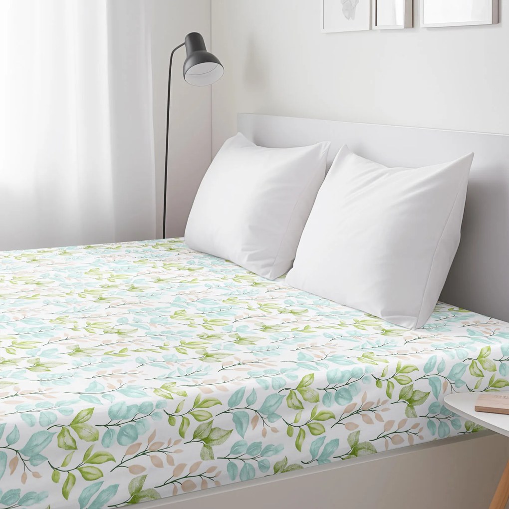 Goldea pamut körgumis lepedő deluxe - festett levelek 90 x 200 cm