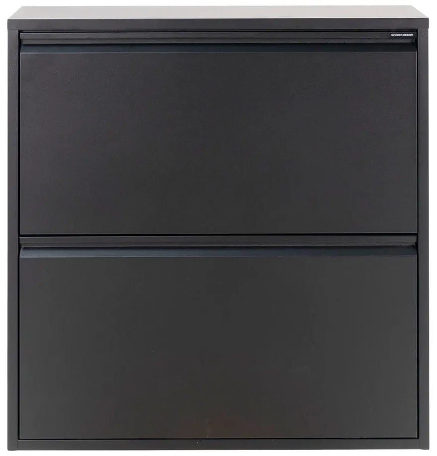 Fekete fém billenő ajtós cipőtartó 75x77,5x22,5 cm Billy – Spinder Design