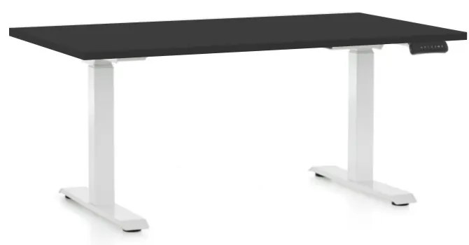 Állítható magasságú asztal OfficeTech D, 120 x 80 cm, fehér alap, fekete