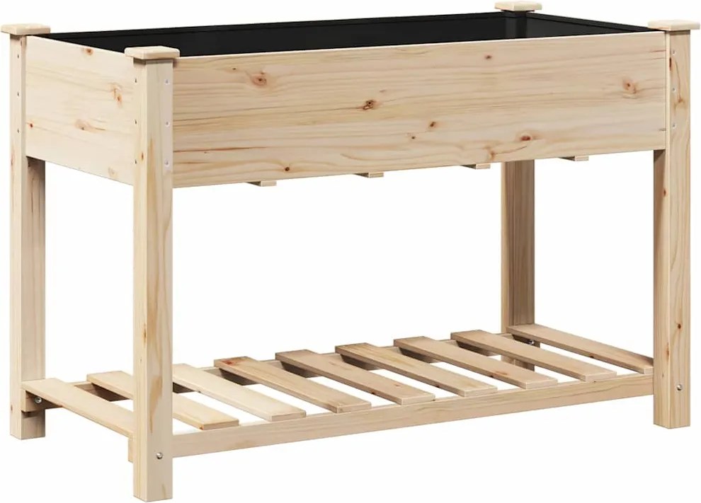 vidaXL Kerti cserép polcokkal Bézs 115 x 59 x 76,5 cm Szilárd fenyőfa