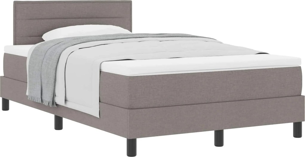 vidaXL Boxrugós ágy matracmal fejtámlával Tópszínű 120 x 190 cm szövet