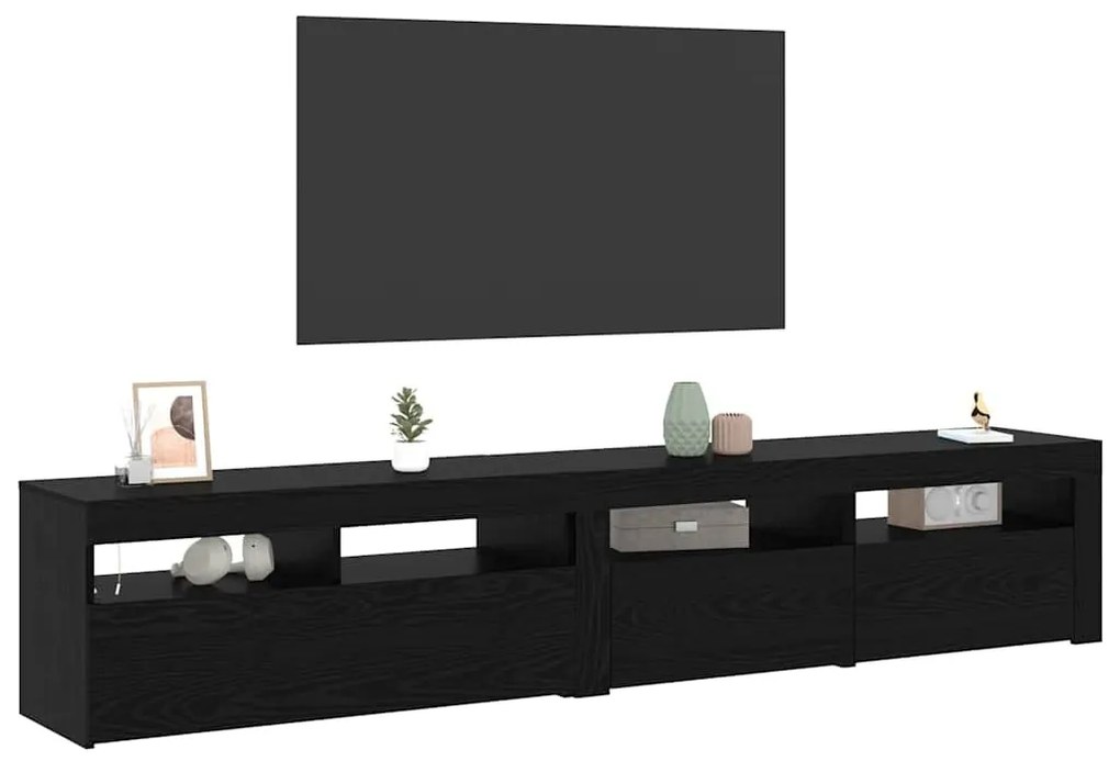 TV Szekrények 2 pcs Musta tammi 210 x 35 x 40 cm Faanyag