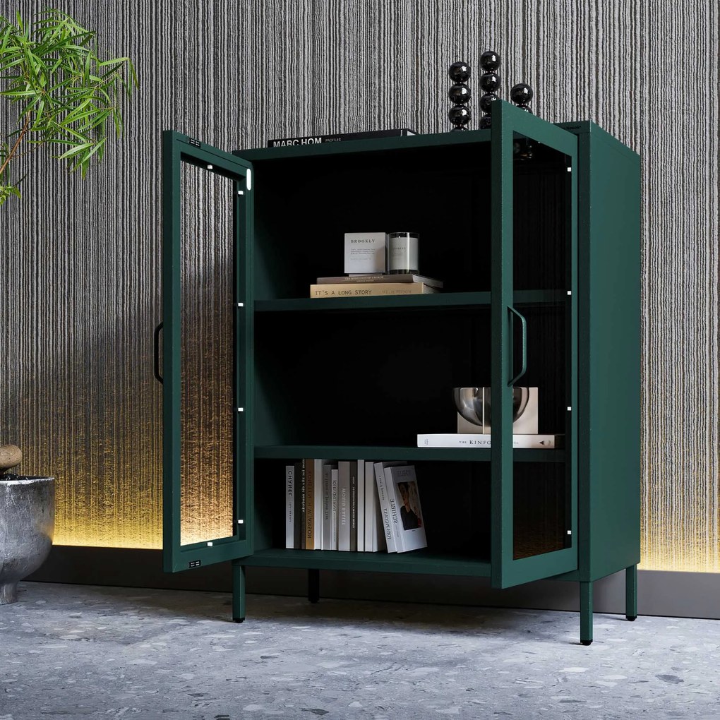 Vitrin GINA, 800 x 1015 x 400 mm, Modern: palack zöld