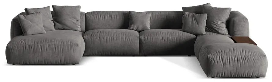 Szürke bársony moduláris sarokkanapé (jobb oldali-U alakú) Martina – Micadoni
